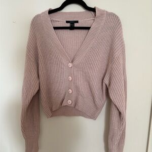 Forever 21 Dusty Pink Button‑Front V‑Neck Cardigan